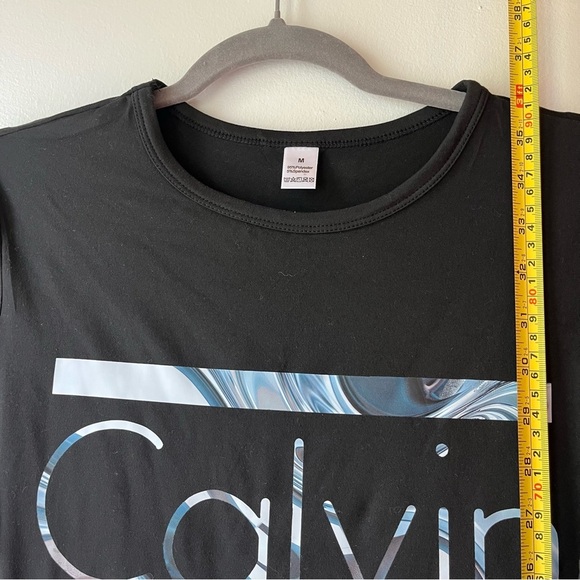 Calvin Logo T-Shirt Dress Black Medium | Stretchy Bodycon Graphic Casual Summer - Picture 4 of 8